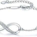 CDE Infinity Heart Symbol Charm Bracelet for Women 925 Sterling Silver Stainless Steel Adjustable Anniversary Mother's Day Jewelry Gift Birthday Gifts for Women Mom Wife Girls Her